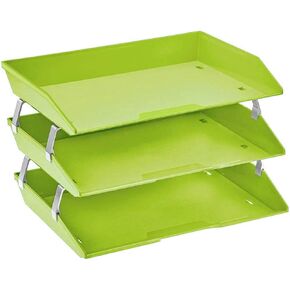 Acrimet Facility 3 Tier Letter Tray Side Load, Desktop File Organizer, Plastic (Green Citrus Color)