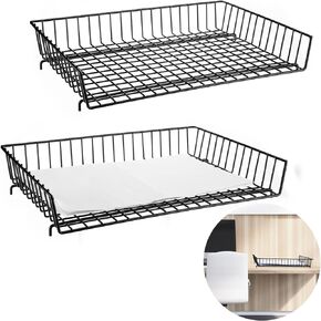 Hicarer 4 قطع صينية ورق معدنية مقاس 11 × 17 بوصة سلك حديدي شبكة مكتب ملف وثيقة صينية رسائل 11 × 17 منظم ورق منظم مكتب سلة ورق دخول واسعة للمكتب والمنزل والفصول الدراسية والمدرسة (أسود)