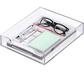 Acrylic Letter Tray, 5mm Thick Letter Organizer Storage A4 Paper File Tray Accessory Tray Single -Tier Desktop Document Holder with Non-Slip Rubber Pads and Stackable for Office and Home Use