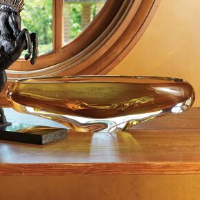 Global Views Canoe Bowl-Amber Art Glass, Clear