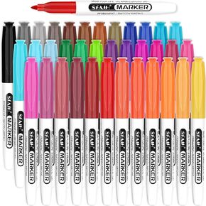 SFAIH 24 Colors Permanent Markers - Assorted Vibrant Colors, Quick Drying, Fade Resistant, Alcohol-Based Fine Point Permanent Markers for Paper, Plastic, Wood, Coloring, Drawing Doodling, Waterproof
