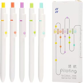 5PCS Retractable Gel Pens Set, Quick Dry Black Ink Fine Point Roller Ball Gel Ink Pen for Smooth Writing (Morandi Color)