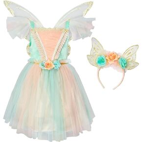 Fairy Costume for Girls with Wings and Headwear, Dress Up for Halloween, Christmas, birthday parties, theme parties