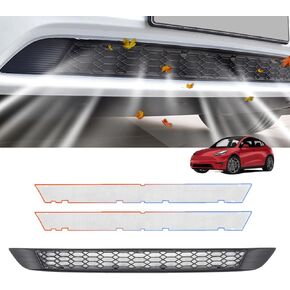 Front Grill Mesh fit for Tesla Model Y,Upgrade 3 layers Integrated,Grille Grid Insert, Air Inlet Vent Grille Cover fit for Tesla Model Y Accessories 2024 2023 2022 2021