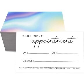RXBC2011 Pastel Rainbow Personalized Appointment Reminder Cards, 2x3.5 Inches, Pack of 100