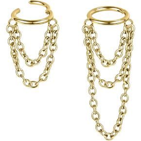 AoedeJ 2 Pcs Dangle Cartilage Earring Hoop with Chain Helix Hoop Earrings Helix Hoops Helix Ring Cartilage Hoop Earrings for Women
