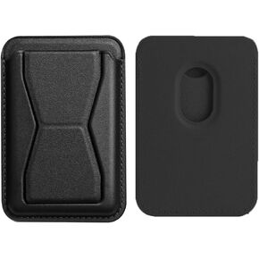 Omorro Magnetic Phone Card Holder with Kickstand, Leather Phone Card Holder Stick on Wallet for iPhone Ultra Slim Card Holder for Back of Phone Removable Secure Phone Wallet Card Holder RFID Wallet