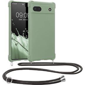حافظة كروس kwmobile متوافقة مع حافظة Google Pixel 6a - غطاء سيليكون TPU مع حزام - بترولي