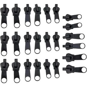 24Pcs Black Zipper Repair Kit Universal Instant Zipper Fixer with Metal Slide Fix Any Instantly 3 Different Zipper Sizes Sewing Replacement Zipper Fasteners Sewing Notions and Supplies