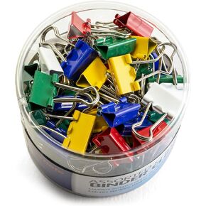 OIC® Binder Clips Tub, Mini Clips, 9/16", Assorted Colors, Pack Of 60