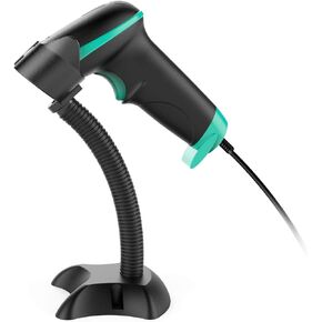 NADAMOO USB Barcode Scanner with Stand, Automatic Sensing 1D Handheld Wired Laser Bar Code Reader Portable Hand Bar Code Scanner Fast Auto Scan for Warehouse Retail Store Library Supermarket POS