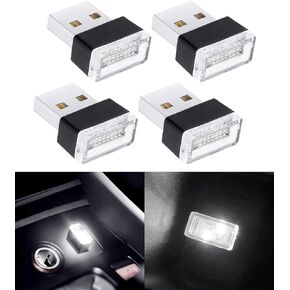 RACOONA 4 PCS Interior Led Lights for Cars,Car Interior Lights,Car Interior Atmosphere Lamp,Car Accessories Mini LED Night Light,Plug-in USB Decoration Light for Cars (Ice Blue)