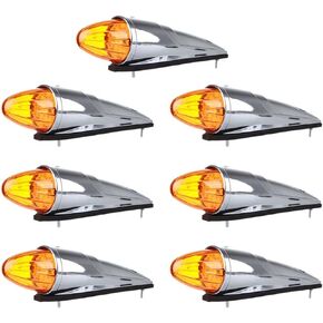cciyu 7x 17LED Amber Top Roof Running Bulbs Amber Lens Torpedo Marker Lamp Amber Led Replacement fit for Heavy Duty Trucks for Kenworth For Peterbilt For Freightliner Mack Upper Roof Cab Light