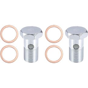 ACROPIX Universal M22x1.5 49mm Length Motorcycle Hollow Bolt Screws with Washers Set Brake Hollow Screws Metric Thread Silver Tone - Pack of 6