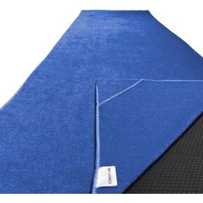 Yoga Towel, Non Slip Hot Yoga Mat Towel with Corner Pockets, Mat-Sized 24'' x 72'', 100% Microfiber - Blue in Saudi Arabia