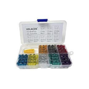Automotive Car Truck Regular Standard Blade Type Fuse Assorted Kit 5 7.5 10 15 20 25 30 35Amp + Fuse Puller (Pack of 81)