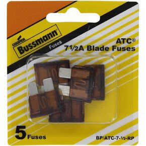 Bussmann BP/ATC-7-1/2-RP ATC Automotive Blade Fuse (71/2 Amp (Card)), 5 Pack