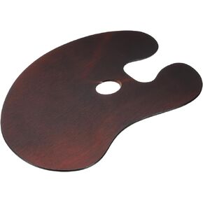 PATIKIL 16"x12" Wooden Paint Palette, Wood Painting Palette Color Mixing Oval Paint Tray Palette with Thumb Hole for Oil Watercolor Artist, Dark Brown