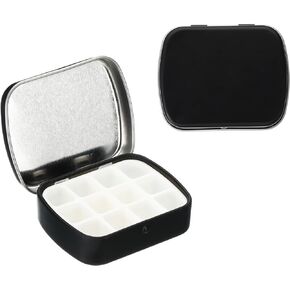 PATIKIL 12 Well Mini Paint Storage Box, Portable Tiny Painting Tray 1.6ml Per Mixing Cup for Gouache Watercolor Art Craft Oil Painting, Black