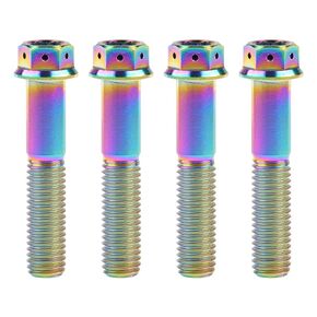 Wanyifa Titanium Flange Hex Head Bolt M10 20 25 30 35 40 45 50 55 60 65 70 75 80 85 90mm Screws Pack of 4 (M10x25mm Pitch 1.25mm, Silver)