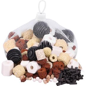 DaToo Aquarium Filter Media 12 Species Bio Balls Ceramic Rings Activated Carbon Filter Media Kit with Free Mesh Bag for Fish Tank Pond Canister Filter