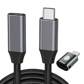 Female USB C to USB C Cable 3ft 100W 5A, Fast Charging Cord for MacBook Pro 2021 iPad Pro 2021 iPad Air 5, Samsung Galaxy S21, Pixel, Switch, 20w USB-C Converter Adapter for iPhone 14/13/12/11 Pro