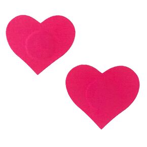 Pink Satin Heart Pasties, 3 Inches Wide, Strong Adhesive, Handmade in USA
