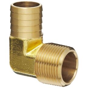 Dixon EL8H8M Brass Hose Fitting, Insert 90 Degree Elbow, 1" PTF Male x 1" Hose ID Barbed