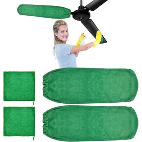 4 PCS Ceiling Fan Duster Kits,100% Microfibre Fan Blade Cleaner for high Ceiling Fan Blades.Machine Washable and Reusable,Includes 2 Ceiling Fan dusters and 2 Microfibre Towels