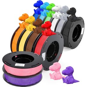 12 Pack 3D Printer Filament 1.75mm PLA 3D Printing Filament Bundle in Total 3KG, 12 Colors Dimensional Accuracy +/- 0.02 mm Widely Compatible for 3D Printing