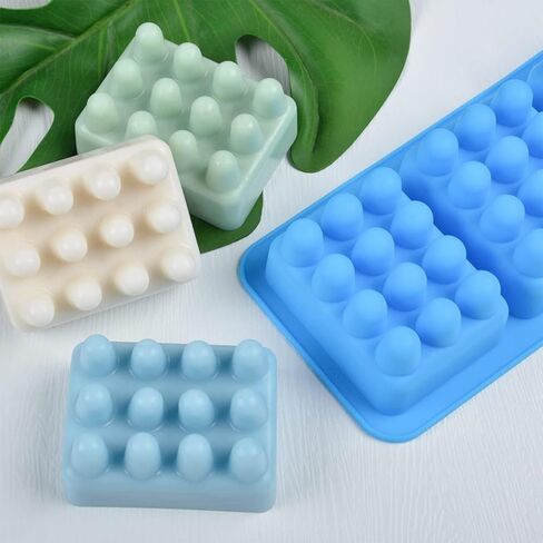 3 Pcs 4 Cavities, Massage Bar Soap Molds Silicone, Blue 3D Hair Comb Ice Mold for Scalp Massager, Unique Hair Brush Silicone Soap Molds for DIY Hair Masks Salon Spa at Home (Blue+2 Pink) (Rectangle) in Kuwait