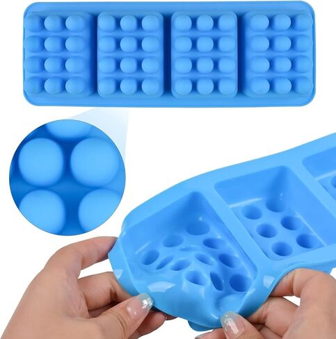 3 Pcs 4 Cavities, Massage Bar Soap Molds Silicone, Blue 3D Hair Comb Ice Mold for Scalp Massager, Unique Hair Brush Silicone Soap Molds for DIY Hair Masks Salon Spa at Home (Blue+2 Pink) (Rectangle) in Kuwait