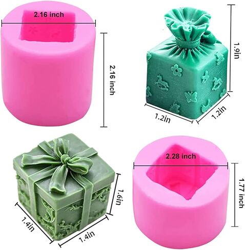 2PCS Gift Box Silicone Candle Molds Soap Molds Fondant Cake Chocolate Candy Mould Epoxy Resin Casting Mold for Making Wax Candles, Soaps,Polymer Clay,Christmas Home Party Decor in Saudi Arabia