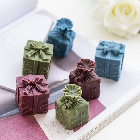 2PCS Gift Box Silicone Candle Molds Soap Molds Fondant Cake Chocolate Candy Mould Epoxy Resin Casting Mold for Making Wax Candles, Soaps,Polymer Clay,Christmas Home Party Decor in Saudi Arabia