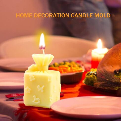 2PCS Gift Box Silicone Candle Molds Soap Molds Fondant Cake Chocolate Candy Mould Epoxy Resin Casting Mold for Making Wax Candles, Soaps,Polymer Clay,Christmas Home Party Decor in Saudi Arabia