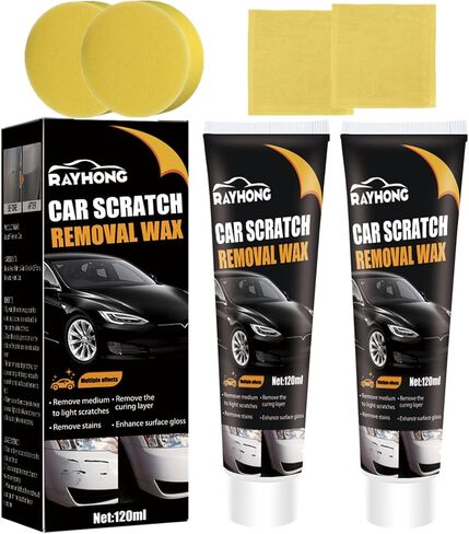 قطعتان من شمع تلميع معجون إصلاح خدوش السيارة الجديدة 2024، شمع إصلاح الخدوش للسيارة، مجموعة إزالة خدوش السيارة الاحترافية مع مسح وإسفنجة لمركبات السيارات والخدوش العميقة in Kuwait