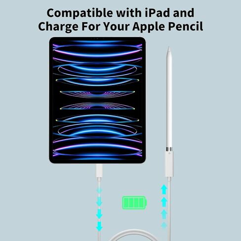 جيلانري لأبل USB-C إلى قلم رصاص الجيل الأول كابل شحن محول 3.3 قدم، شاحن USB من النوع C ذكر إلى أنثى محول لايتنينج زوج بلوتوث سلك موصل iPencil لقلم Apple Pencil 1st iPad 10th in Saudi Arabia