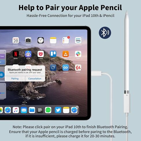جيلانري لأبل USB-C إلى قلم رصاص الجيل الأول كابل شحن محول 3.3 قدم، شاحن USB من النوع C ذكر إلى أنثى محول لايتنينج زوج بلوتوث سلك موصل iPencil لقلم Apple Pencil 1st iPad 10th in Saudi Arabia