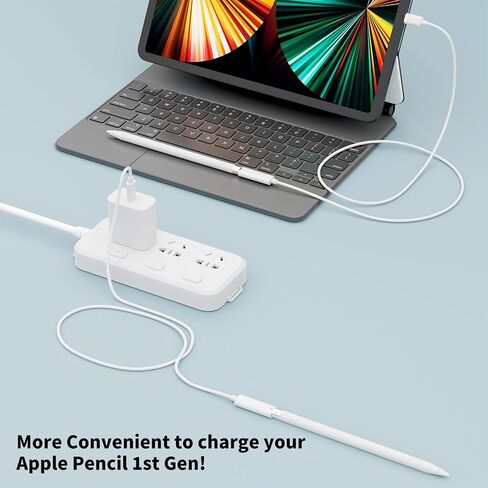 جيلانري لأبل USB-C إلى قلم رصاص الجيل الأول كابل شحن محول 3.3 قدم، شاحن USB من النوع C ذكر إلى أنثى محول لايتنينج زوج بلوتوث سلك موصل iPencil لقلم Apple Pencil 1st iPad 10th in Saudi Arabia