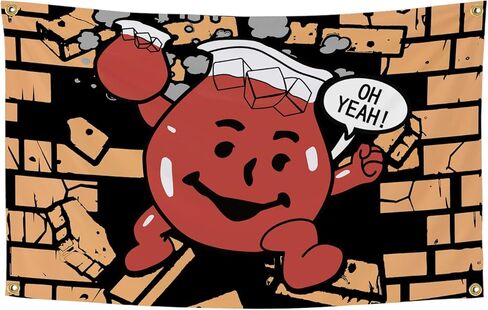 أعلام مضحكة لغرفة علم Kool Aid Man مقاس 3x5 أقدام راية رائعة منسوجة للرجال على شكل كهف ديكور جداري مع حلقات نحاسية لغرفة النوم الجامعية (009) in Kuwait