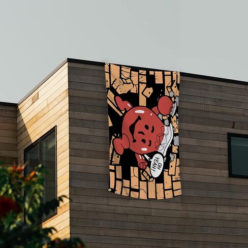 أعلام مضحكة لغرفة علم Kool Aid Man مقاس 3x5 أقدام راية رائعة منسوجة للرجال على شكل كهف ديكور جداري مع حلقات نحاسية لغرفة النوم الجامعية (009) in Kuwait