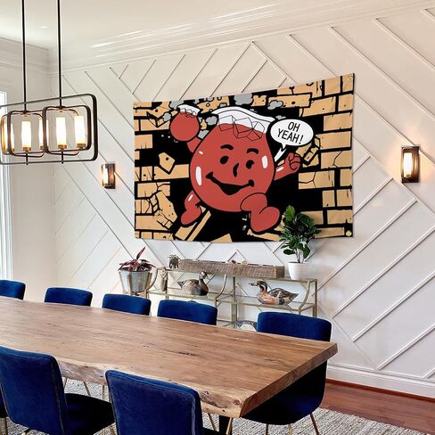 أعلام مضحكة لغرفة علم Kool Aid Man مقاس 3x5 أقدام راية رائعة منسوجة للرجال على شكل كهف ديكور جداري مع حلقات نحاسية لغرفة النوم الجامعية (009) in Kuwait