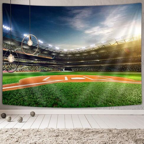KOTOM Sports Field Tapestry Wall Hanging Art, Professional Baseball Grand Arena in The Sunlight, Wall Blanket Beach Towels Home Decor Polyester Fabric for Bedroom Living Room Dorm,60X40 Inches in Saudi Arabia
