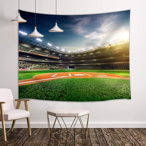 KOTOM Sports Field Tapestry Wall Hanging Art, Professional Baseball Grand Arena in The Sunlight, Wall Blanket Beach Towels Home Decor Polyester Fabric for Bedroom Living Room Dorm,60X40 Inches in Saudi Arabia