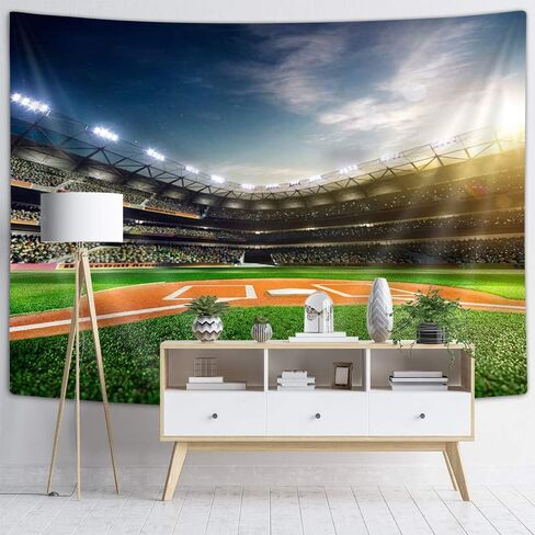 KOTOM Sports Field Tapestry Wall Hanging Art, Professional Baseball Grand Arena in The Sunlight, Wall Blanket Beach Towels Home Decor Polyester Fabric for Bedroom Living Room Dorm,60X40 Inches in Saudi Arabia