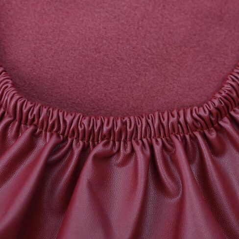 Round Cover with Elastic for Cushion Barstool, Waterproof Leather Slipcovers, Dia 13-14", Set of Foam Padded Seat Cushions for Vanity Chairs Indoors & Outdoors (High: 3-4", Red, 2PCS) in Saudi Arabia