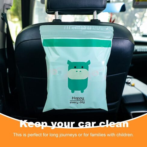 Augeny 30PCS Easy Stick-On Disposable Car Trash Bags, Self -Adhesive Waterproof Car Garbage Bags, Portable Leak Proof Vomit Bags Suitable for Car, Bedroom, Office, Kitchen (Cyan) in Saudi Arabia