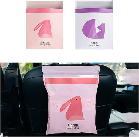 Augeny 30PCS Easy Stick-On Disposable Car Trash Bags, Self -Adhesive Waterproof Car Garbage Bags, Portable Leak Proof Vomit Bags Suitable for Car, Bedroom, Office, Kitchen (Cyan) in Saudi Arabia