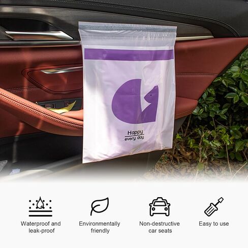 Augeny 30PCS Easy Stick-On Disposable Car Trash Bags, Self -Adhesive Waterproof Car Garbage Bags, Portable Leak Proof Vomit Bags Suitable for Car, Bedroom, Office, Kitchen (Cyan) in Saudi Arabia