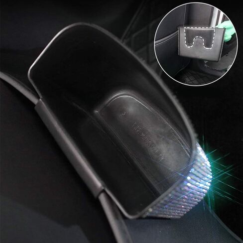 idain Bling Crystal Car Trash Can Auto Hanging Car Trash Can Sparkling Storage Holder Litter Container for Vehicle Office Home (White Rhinestone) in Saudi Arabia